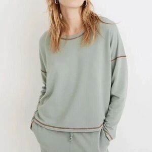 Madewell MWL Superbrushed Contrast Stitched Easygoing Sweatshirt Size XS Sage